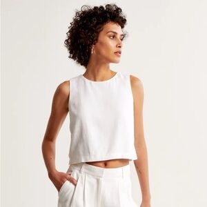 Abercrombie & Fitch Linen Blend High Neck Top